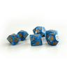Pearl dice set in azure and gold from Dice 4 Friends, featuring shimmering RPG dice for tabletop gaming.