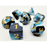 Racing dice set by Dice 4 Friends featuring petrol and white colored polyhedral dice for tabletop games.