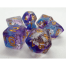 Violet Sulphur Confetti Dice Set by Dice 4 Friends, colorful polyhedral RPG dice for tabletop gaming.