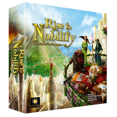 Strategic board game "Rise to Nobility" by Final Frontier Games featuring medieval-themed artwork on the game box.