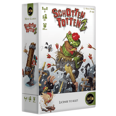 Schotten Totten 2 family game by IELLO, featuring colorful card layout and game board for strategic card battles.