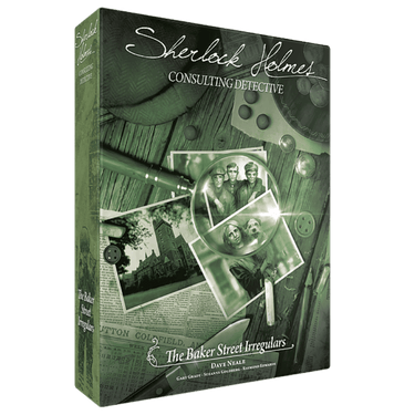 Box of Sherlock Holmes Consulting Detective: The Baker Street Irregulars strategy game by Space Cowboys, featuring illustrated cover art.