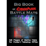 A4 size Big Book of CyberPunk Battle Mats by Loke Battle Mats, featuring futuristic cityscape and urban terrain for RPG gaming.