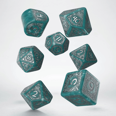 Q Workshop Viking RPG Dice Set Mjolnir with metal and resin dice in Nordic-inspired design, perfect for tabletop gaming.