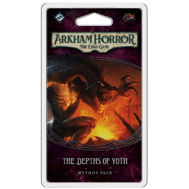 Fantasy Flight Games' Arkham Horror: The Card Game – The Depths of Yoth Mythos Pack, featuring dark, mysterious art of Yoth.