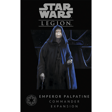 Star Wars: Legion Emperor Palpatine Commander Expansion for war games by Fantasy Flight Games, featuring detailed miniature of Emperor Palpatine.