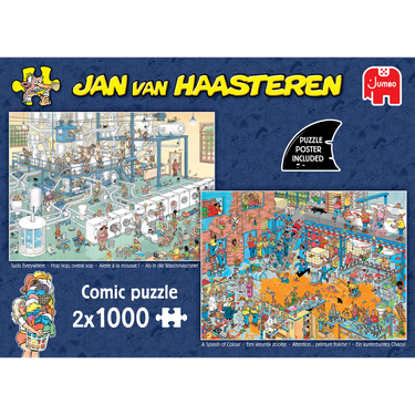 Suds Everywhere & A Splash of Colour Jan van Haasteren jigsaw puzzle box front