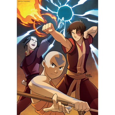 Adult puzzle featuring Avatar: The Last Airbender with fire and lightning artwork by Pegasus, showcasing vibrant, dynamic imagery.