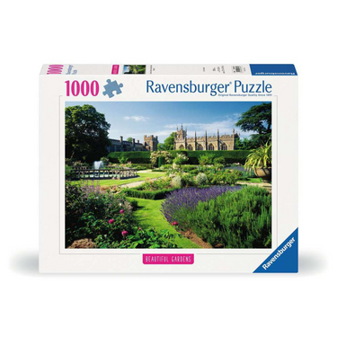 Ravensburger Beautiful Gardens Sudeley Garden adult puzzle box featuring a vibrant garden scene and intricate puzzle artwork.