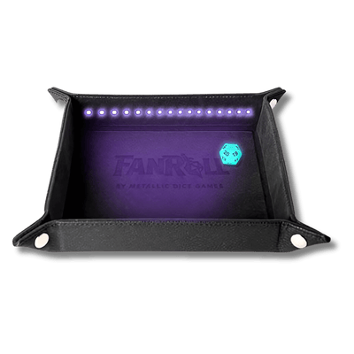 Blacklight Dice Tray with d20: Black