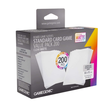 Board Game Sleeves: Standard Card Game Value Pack Clear Matte (200 count)