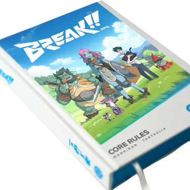 Cover image of Break!! RPG: Core Rules by Grey Wizard Press, featuring the game’s title and vibrant artwork on the rulebook.