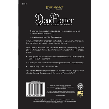 Rivers of London RPG: Dead Letter - back cover