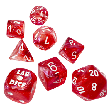 Lab Dice Set: Borealis Passion/white Luminary - Thirsty Meeples
