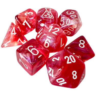 Lab Dice Set: Borealis Passion/white Luminary - Thirsty Meeples
