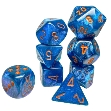 Lab Dice Set: Borealis Midnight/copper - Thirsty Meeples