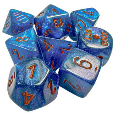Lab Dice Set: Borealis Midnight/copper - Thirsty Meeples