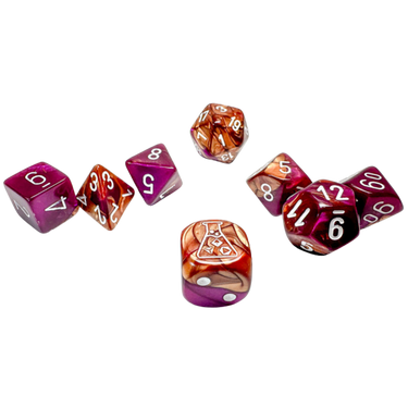 Lab Dice Set: Gemini Copper-Purple/white - Thirsty Meeples