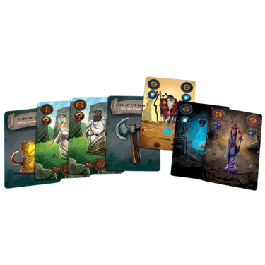 Deep Water Games Claim: Reinforcements – Magic family game box with colorful cards and game components on a table.