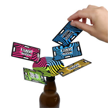 Cards Vs Gravity Mini party game by Big Potato featuring colorful cards and gravity-themed game components on a table.