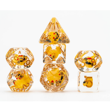 Cat Dice 16mm Resin Poly Dice Set - Thirsty Meeples