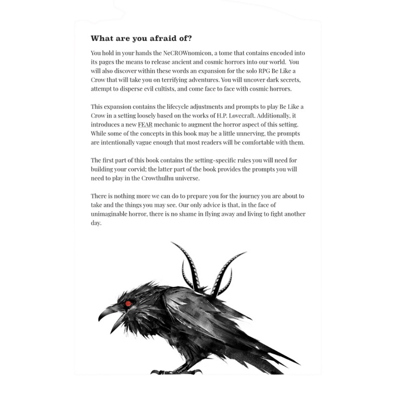 Crowthulhu: A Cosmic Horror Setting for Be Like a Crow