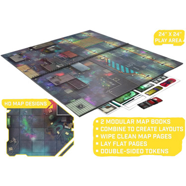 The Cyberpunk Set: Two Books of Battle Mats with Tokens - Thirsty Meeples