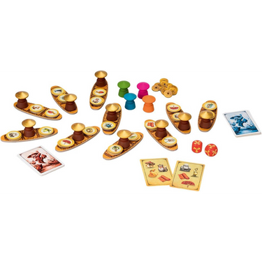 Family game from Dragon Market by Blue Orange featuring colorful game pieces and a vibrant game board.