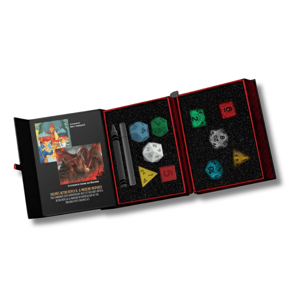 D&D 50th Anniversary Holmes Retro Replica & Modern Inspired Dice Set (PRE-ORDER)