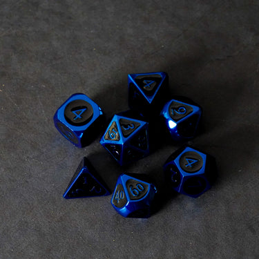 Blue with Black Enamel 16mm Polyhedral Dice Set - Thirsty Meeples