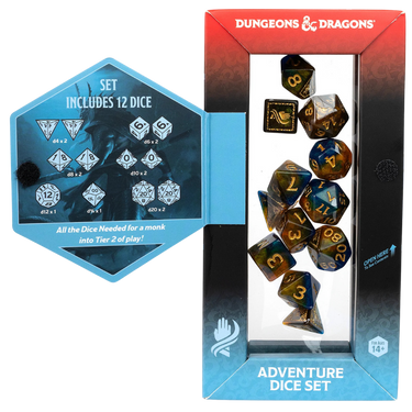 Dungeons & Dragons Adventure Dice Set - Monk (Blue/Gold) (PRE-ORDER) - Thirsty Meeples