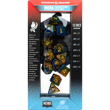 Dungeons & Dragons Adventure Dice Set - Monk (Blue/Gold) (PRE-ORDER) - Thirsty Meeples