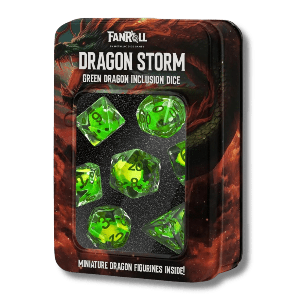 Dragon Storm Inclusion Resin Dice Set: Green Dragon