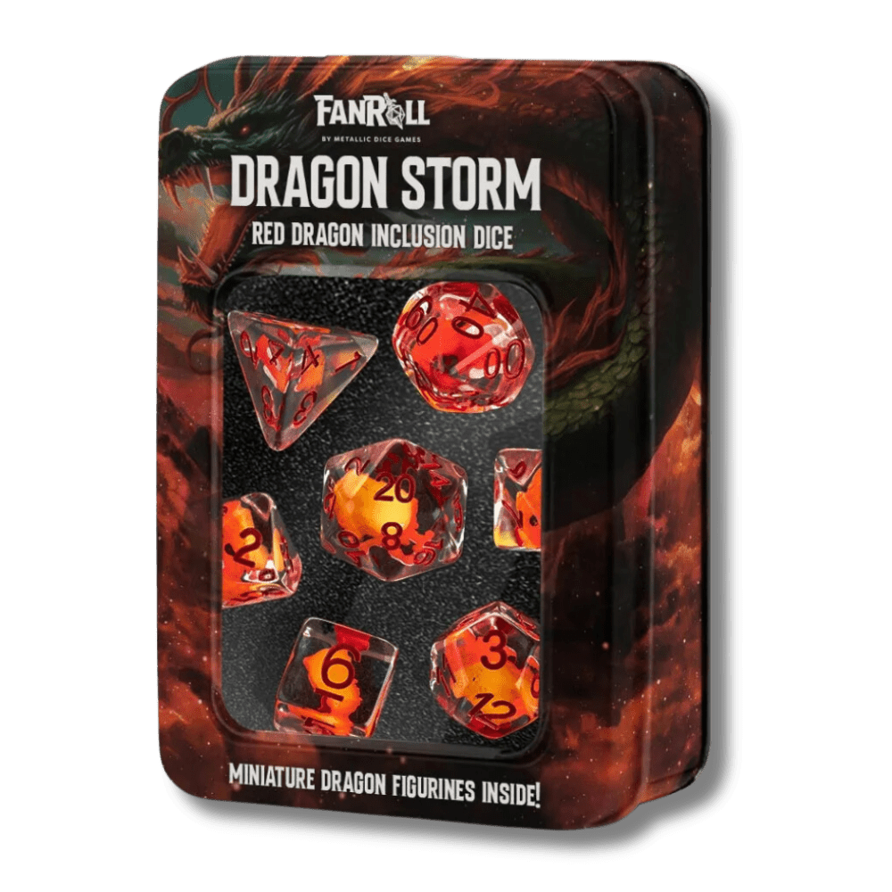 Dragon Storm Inclusion Resin Dice Set: Red Dragon