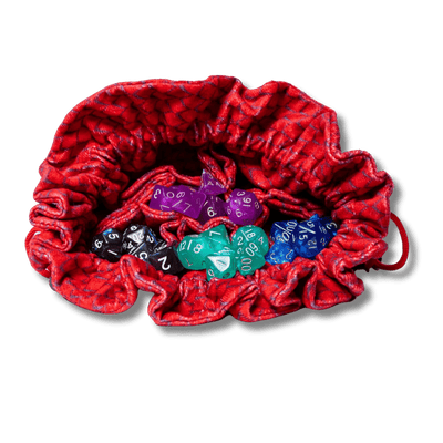 Dragon Storm Velvet Compartment Dice Bag: Red Dragon Scales