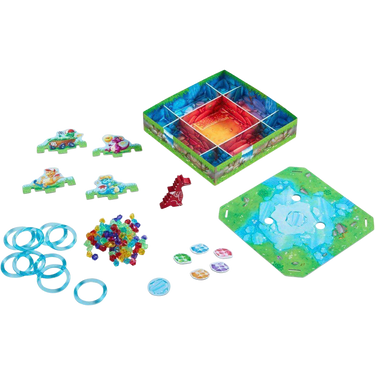 HABA Dragon's Breath children's game with colorful dragon and game pieces on a white background