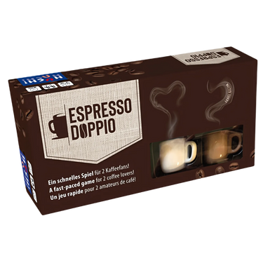 Abstract game board for Espresso Doppio by HUCH!, featuring colorful geometric shapes and a sleek design for strategic gameplay.