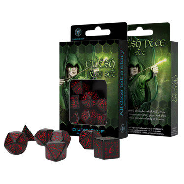 Elvish Dice Set: Black/Red