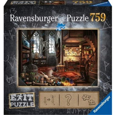 Ravensburger EXIT Puzzle: Dragon Laboratory for adults, featuring a detailed image of a mystical laboratory with dragons and puzzles.