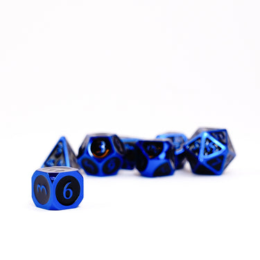 Blue with Black Enamel 16mm Polyhedral Dice Set - Thirsty Meeples