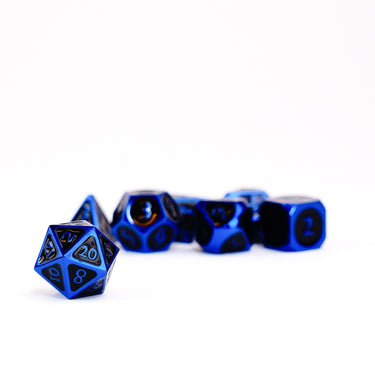 Blue with Black Enamel 16mm Polyhedral Dice Set - Thirsty Meeples