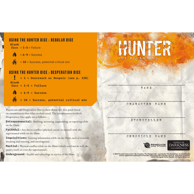 Hunter: The Reckoning - Lines Drawn In Blood - Chronicle Book HC - 4 Scénarios Liés Pour Chasseurs De Monstres