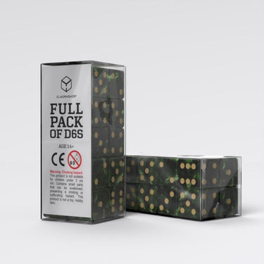 Full Pack of D6s: Bottle Green & Gold - Thirsty Meeples