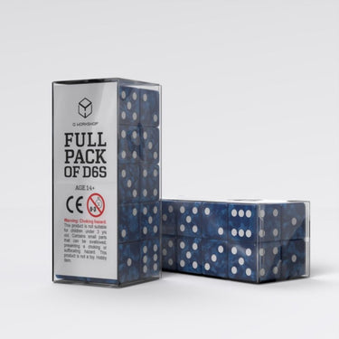 Full Pack of D6s: Cobalt & White - Thirsty Meeples