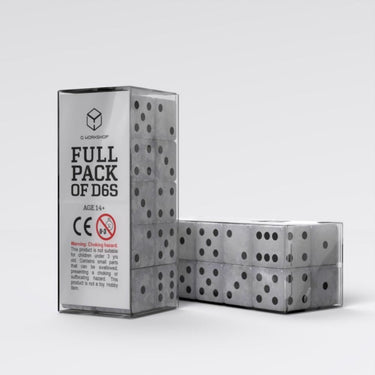 Full Pack of D6s: Pearl & Black - Thirsty Meeples