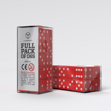 Full Pack of D6s: Red/White - Thirsty Meeples