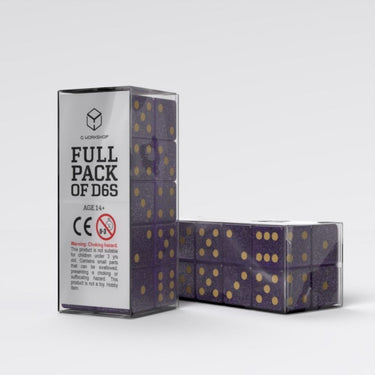 Full Pack of D6s: Shimmering Purple & Gold