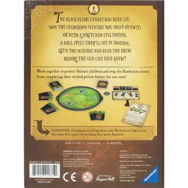 Children's game box for Disney Hocus Pocus: The Game by Ravensburger featuring colorful artwork and game pieces.