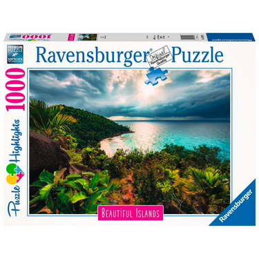 Ravensburger Hawaiian Heaven adult puzzle featuring vibrant tropical island scenery and colorful Hawaiian-inspired design.