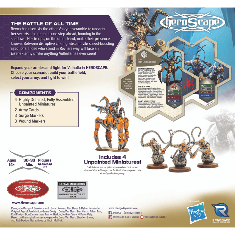 Heroscape: Revna's Rebuke – Iron Lich Viscerot and Necrotech Wraithriders Army Expansion (PRE-ORDER)